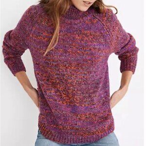 Madewell Purple Multicolored Zip Turtleneck Sweater Wool Alpaca Blend‎